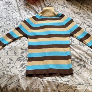 Striped blue and brown turtleneck